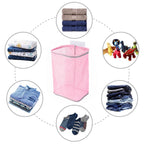 Linkidea 2 Pack Mesh Hanging Bath Toy Storage Organizer, Bathtub Basket with Adhesive Hooks, Wall Mount Shower Caddy Holder for Kids Bathroom Toys, Toiletries, Pink