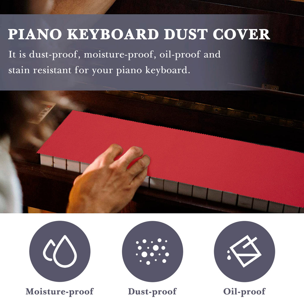 Linkidea Piano Keyboard Anti Dust Key Cover, Fabric Key Cover Cloth Soft Dustproof for 88 Keys Acoustic & Digital Piano and Electronic Keyboard (Red)