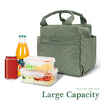 Linkidea Lunch Bag for Women, Large Leak Proof Lunch Tote Cooler, Lunch Tote Bag with Bottle Holder and Side Pockets, Compatible with NatraProw, LOVINA, Caperci (Military Green)
