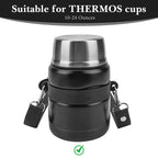 Linkidea Thermal Jar Carry Belt, Adjustable Storage Belt with Shoulder Strap, Suitable for Office Work, Outdoor Picnics, Compatible with THERMOS, Serlium, Bidakid, Blockhutte (Black)