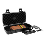 Linkidea Cigar Case Set for Travel, Portable Humidor with Ring, V-Cut & Punch Cutters, Waterproof & Airtight Cigar Accessories Gift for Men (Black)