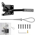 Linkidea Heavy Duty Gate Latch, Self Locking Gravity Latch with Adjustable Cable Pull for Easy Opening, Spring Loaded Fence Gate Lock for Garden, Pool, Yard, Metal & Wood Gates (Black)