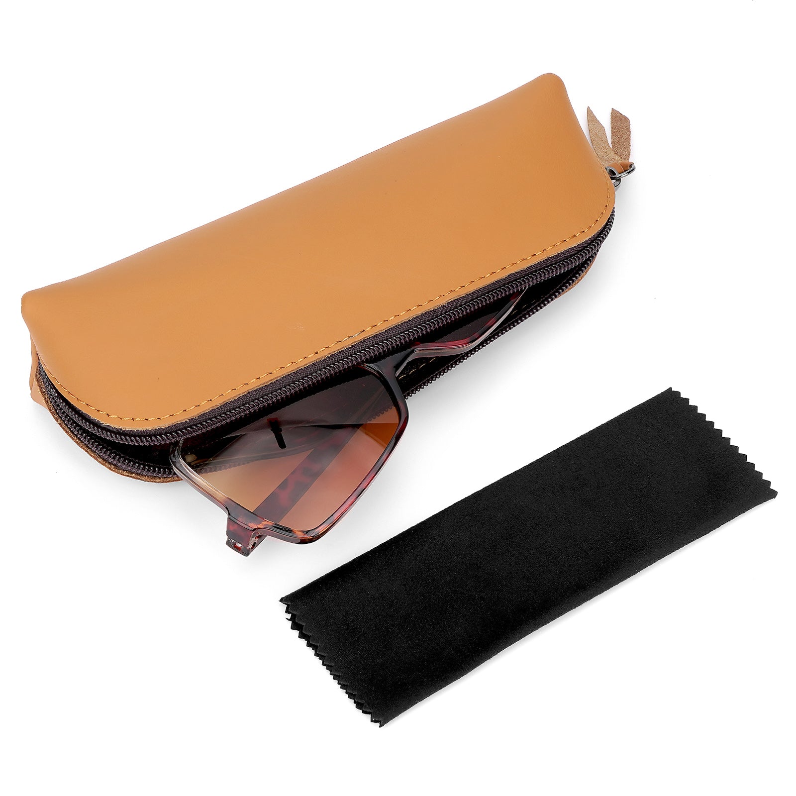 Extra Large Sunglasses Pouch Case, Vegan Leather Sun Glasses Organizer Soft Bag Compatible with DIOR Missdior B1U EverDior A1U GUCC1 GG0981S Prada PR 15W PR 24Z PR 15W (XXL, Brown)
