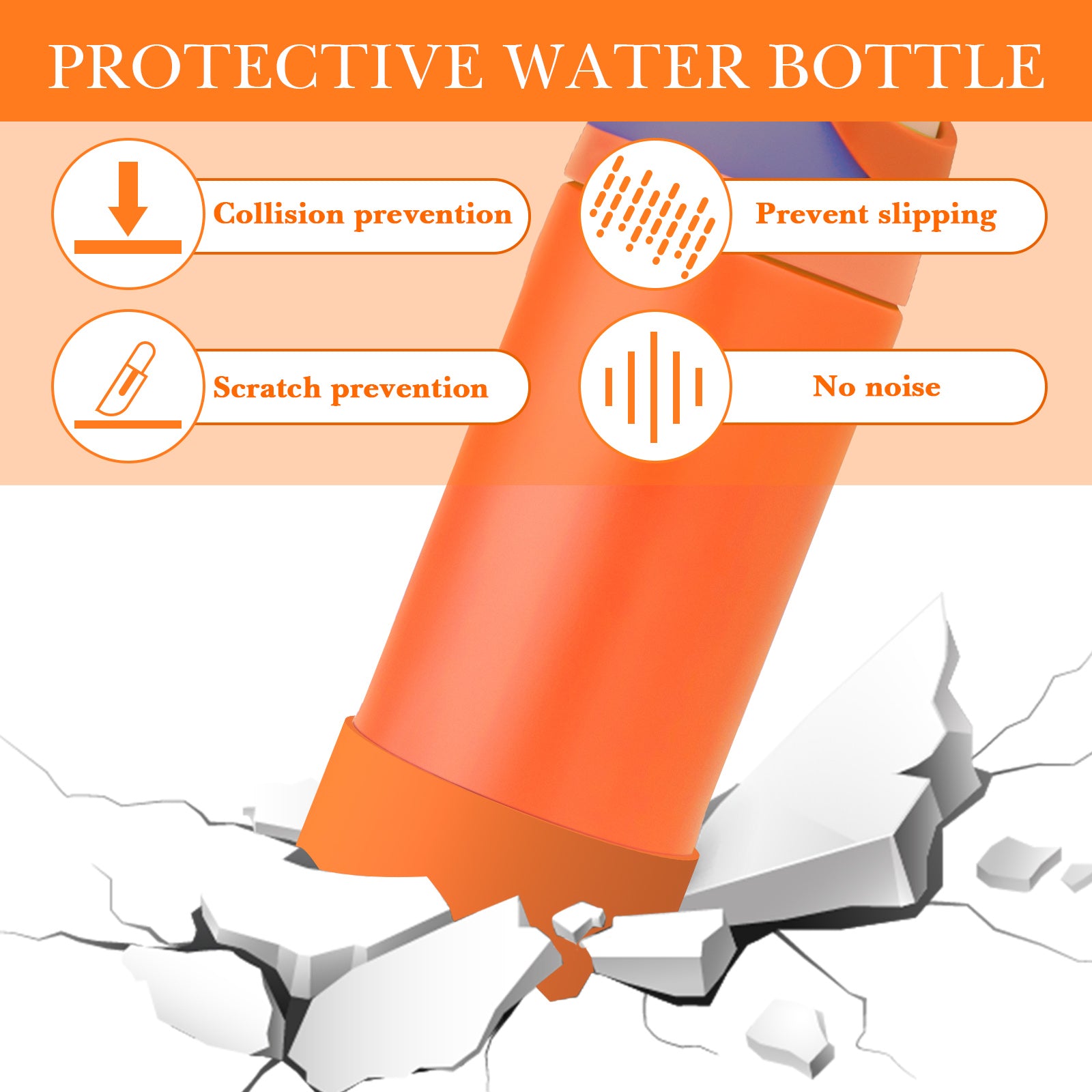Linkidea 2 Pack Water Bottle Boot Compatible with Owala FreeSip 16oz, FreeSip Tritan 25oz, Silicone Anti-Slip Bottle Bottom Bumper Protector (Orange)