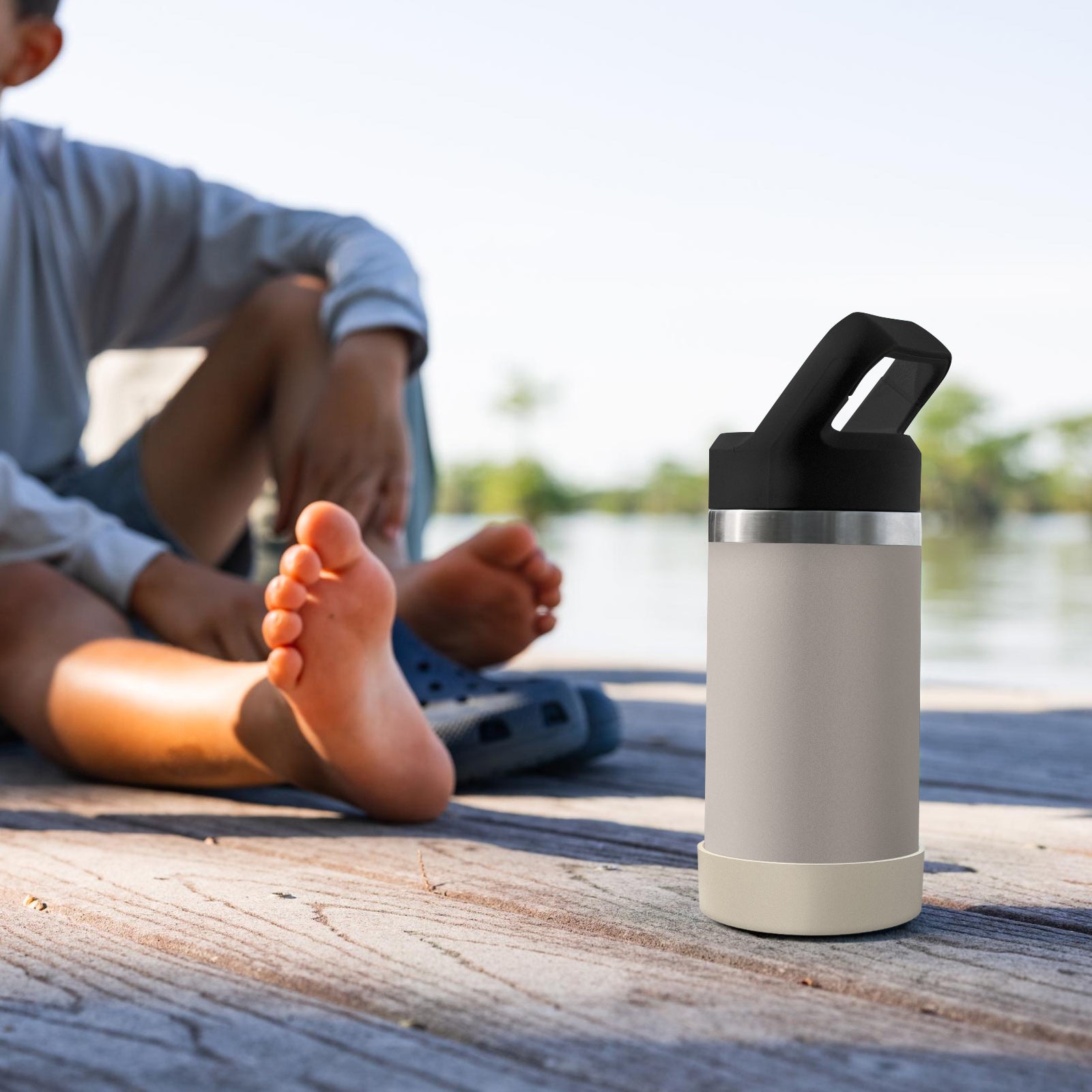 Linkidea 2 Pack Water Bottle Boot Compatible with YETI Rambler Jr. Kids 12oz, Rambler Bottle 12oz/18oz, Yonder 20oz, Silicone Anti-Slip Bottle Bottom Bumper Protector (Champagne)