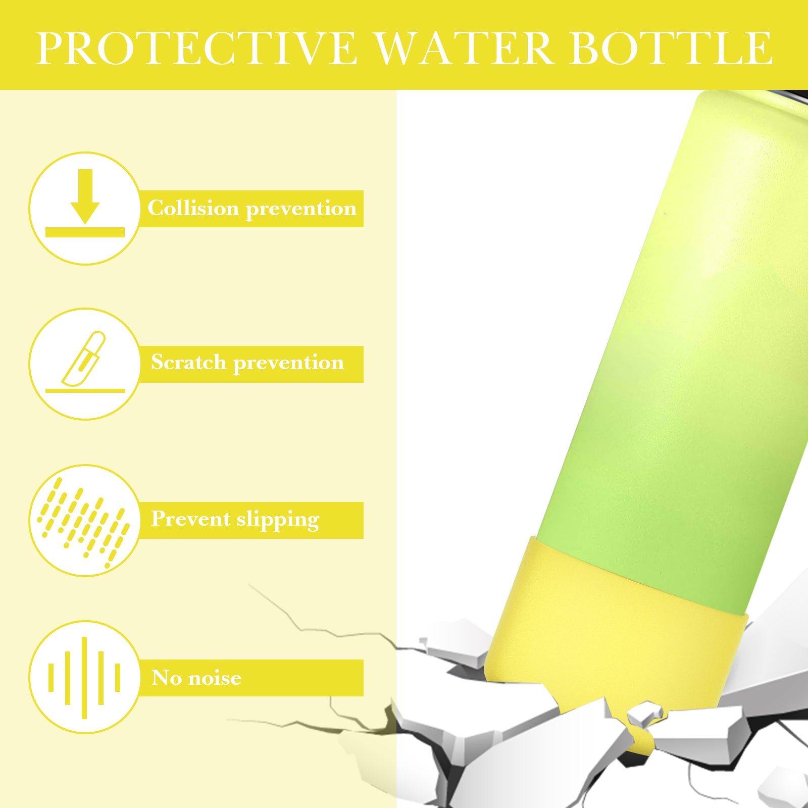 Linkidea 2 Pack Water Bottle Boot Compatible with IRON °FLASK Wide/Narrow Mouth 12oz/14oz/16oz/18oz/20oz/22oz/24oz, Silicone Bottle Bottom Sleeve Cover Bumper Protector (Pineapple)
