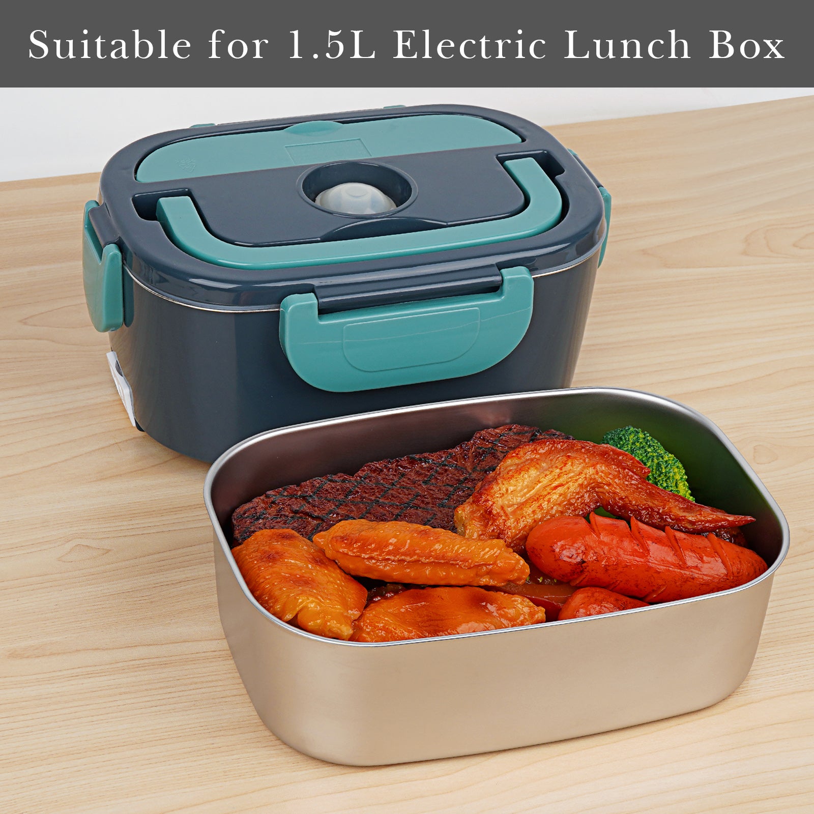 Linkidea 304 Stainless Steel Electric Lunch Box Inner Container, Compatible with 1.5L SOHIDA Electric Box, Removable Reusable Tray, Food Replace Container (Silver)