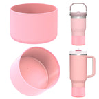 Linkidea 2 Pack Water Bottle Boot Compatible with Stanley Quencher H2.0 20oz/30oz/40oz, IceFlow Flip 20oz/30oz, Silicone Water Bottle Bottom Sleeve Cover Bumper Protector (Light Pink)