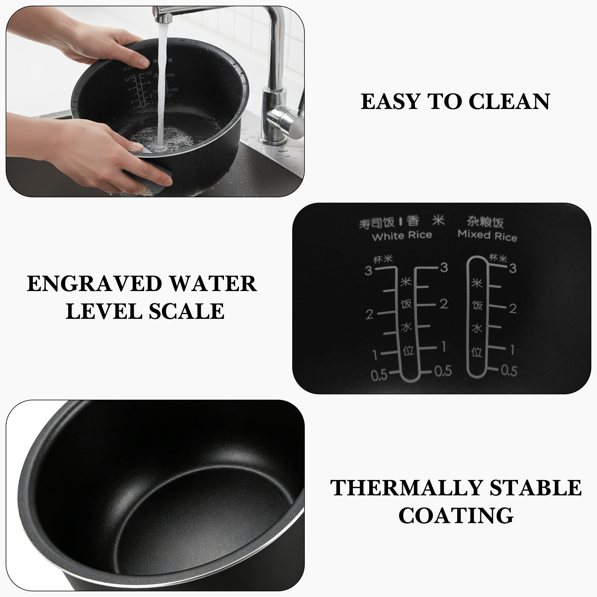 Linkidea Rice Cooker Aluminum Inner Pot Compatible with TOSHIBA RC-5DSTUS(H), Nonstick Replacement Bowl