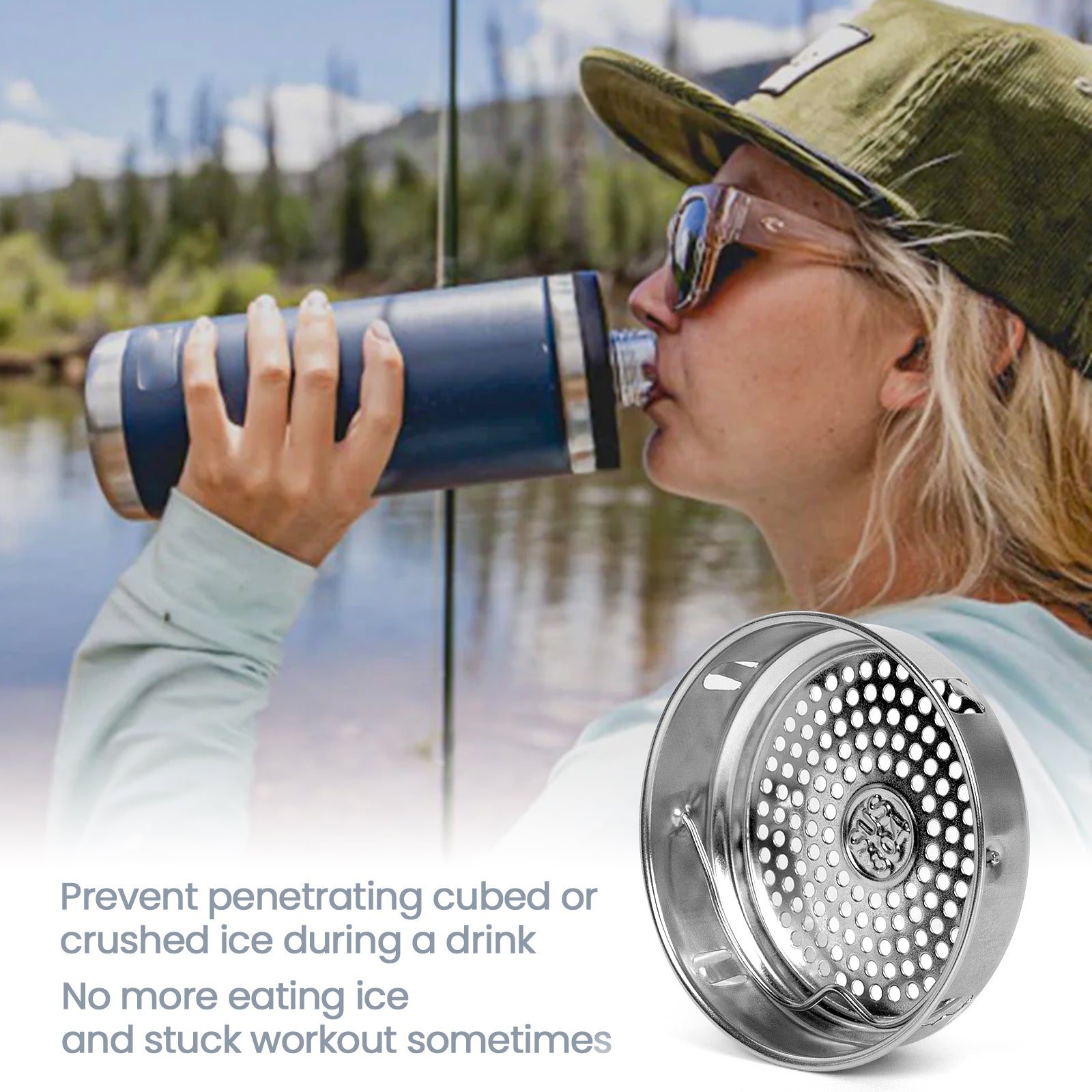 Linkidea 304 Stainless Steel Tea Strainer Compatible with YETI Rambler Bottle 18oz/26oz/36oz/46oz/64oz Chug and MagDock Caps, Ice Strainer Filter Blocker Fruit Stopper, 2 Pack