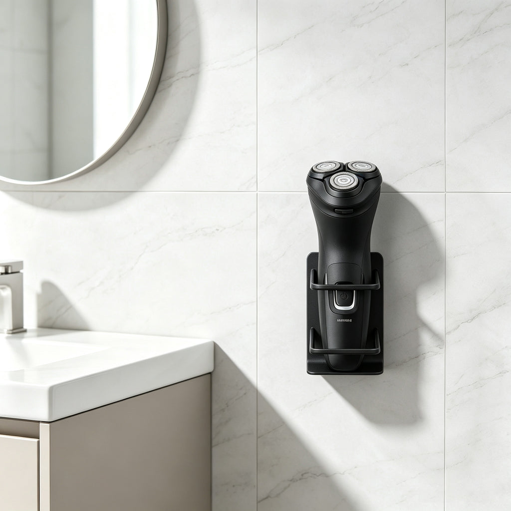 Linkidea 2 Pack Electric Shaver Holders for Shower, Stainless Steel Wall Mount Razor Hanger with Drainage, Fits Shaving Handles up to 1.8", Compatible with Philips Shaver 2400 (Black)