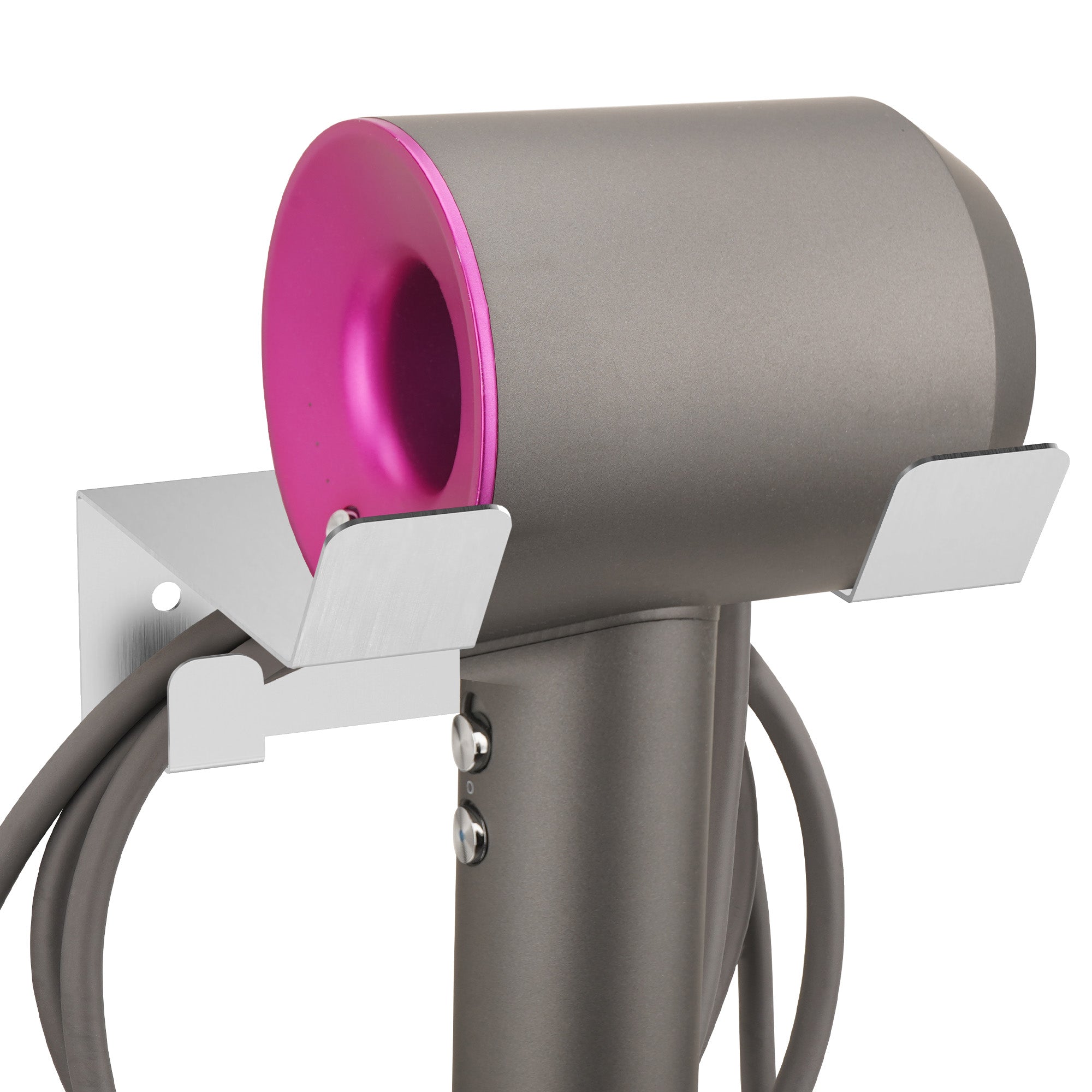 Linkidea Wall Mounted Hair Dryer Organizer for Bathroom, Stainless Steel Hair Tool Holder with Cord Storage, Compatible with Dyson Supersonic Origin/Nural and REVLON RVDR5264 (Silver)