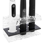 Linkidea Electric Tooth Brush Holder for Shower, Bathroom, Acrylic 3 Slots Countertop Organizer for Power Toothbrush Compatible with Oral-B iO Series, Philips Sonicare, 7AM2M