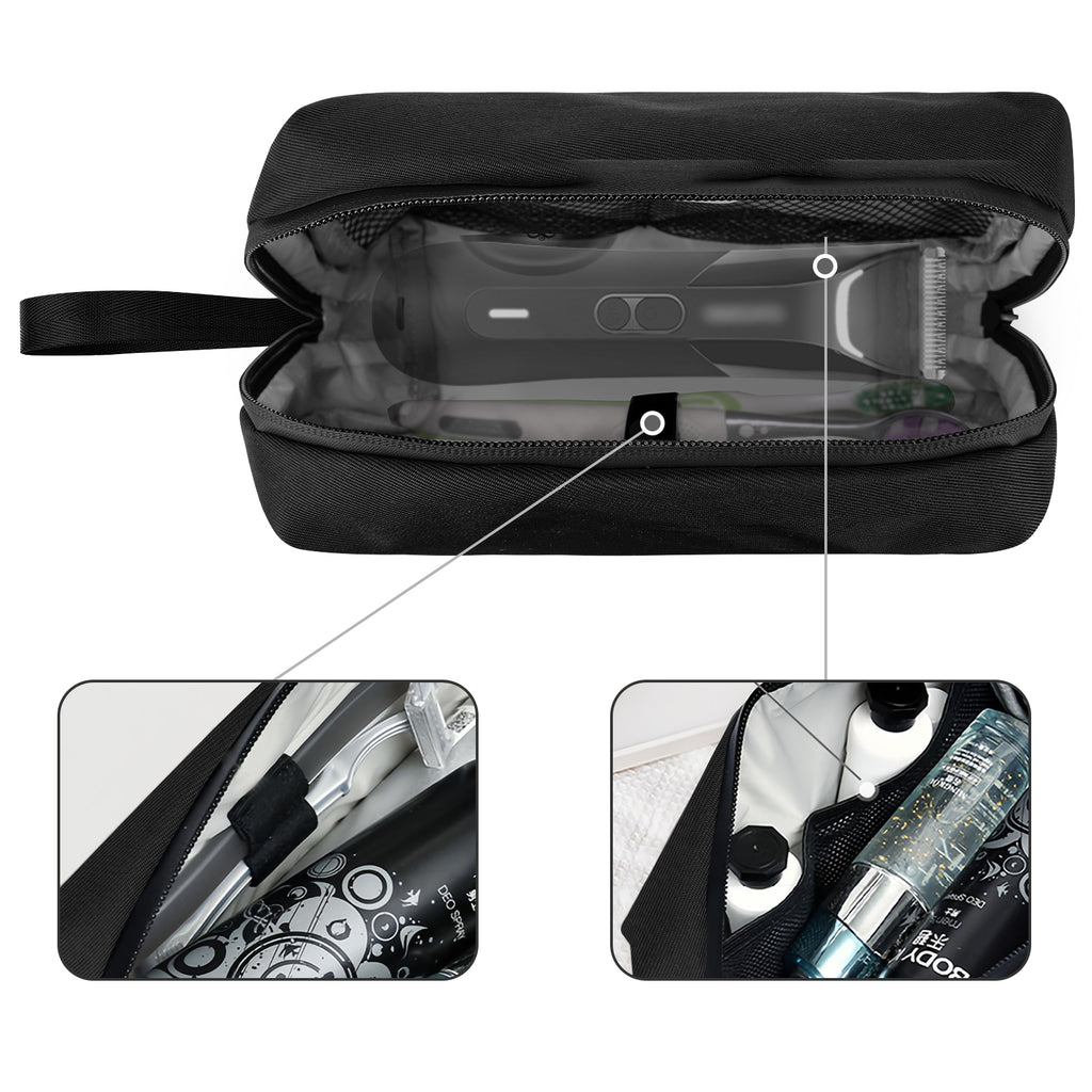 Linkidea Men's Travel Toiletry Bag, Portable Shaver & Beard Groomer Organizer, Waterproof Cosmetic Storage Pouch for Trimmer Accessories (Black)