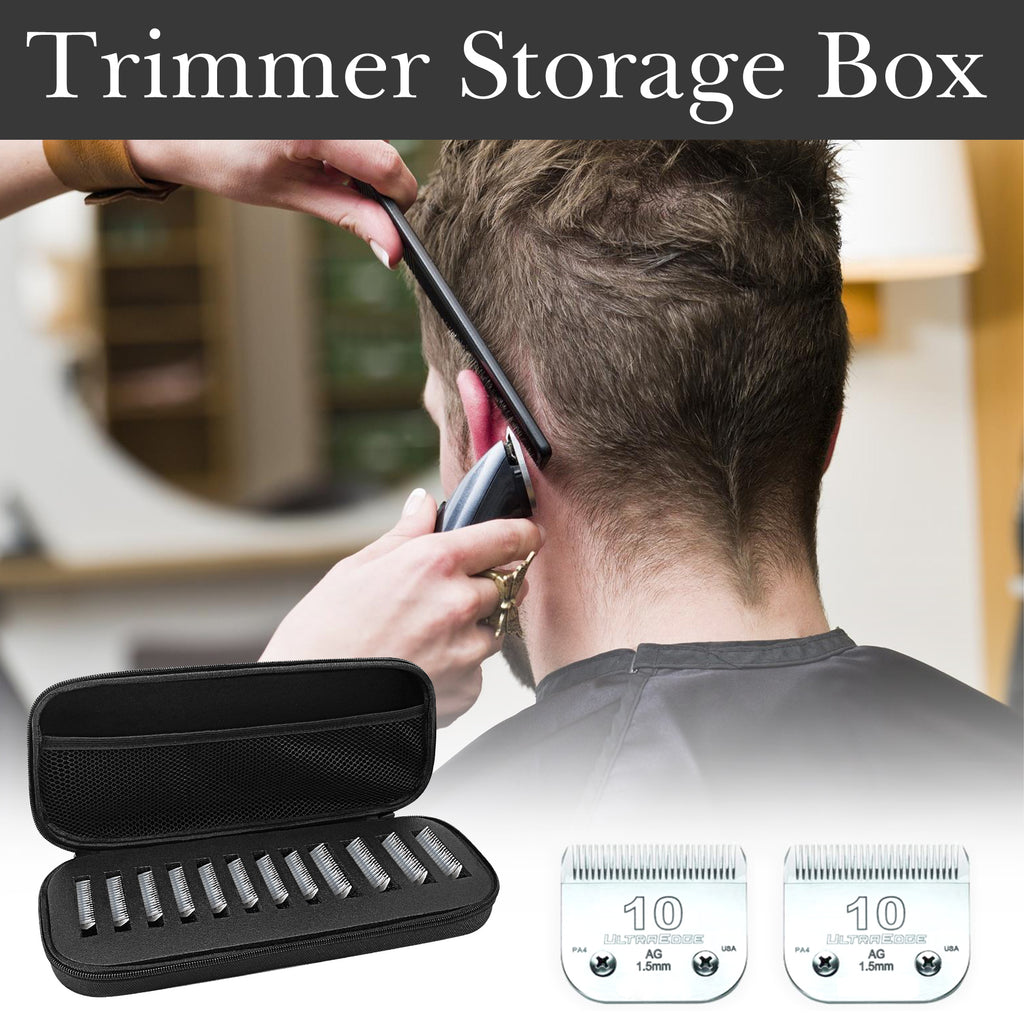 Linkidea 8-Blade Clipper Blade Case, Portable Barber Blade Organizer & Holder, Hard Shell Protective Storage Box Compatible with Wahl, Andis, Oster Professional Clipper Blades (Black)