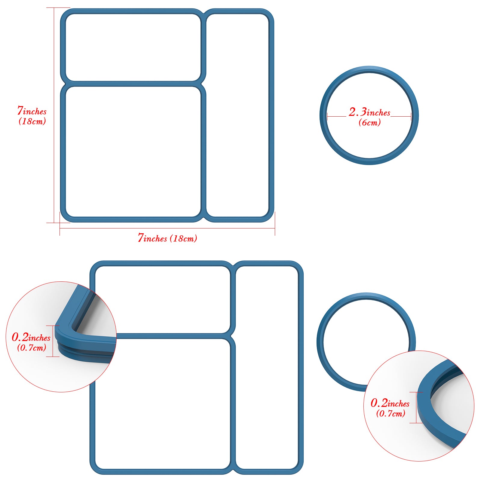 Linkidea 4 Pcs Silicone Seal Replacement, Exact Fit Lid Seal Gasket Compatible with OmieBox, Leakproof Food Safe Parts & Accessories for Bento Box (Navy)