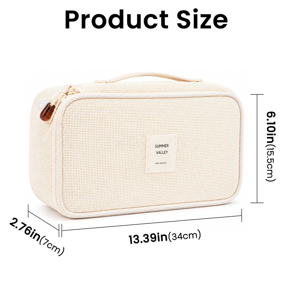Linkidea Hair Dryer Storage Case, PVC Travel Organizer Bag with Handle, Portable Blow Dryer Holder for Heat Styling Tools, Flat Iron, Curling Wand, Cords and Hair Accessories (Beige)