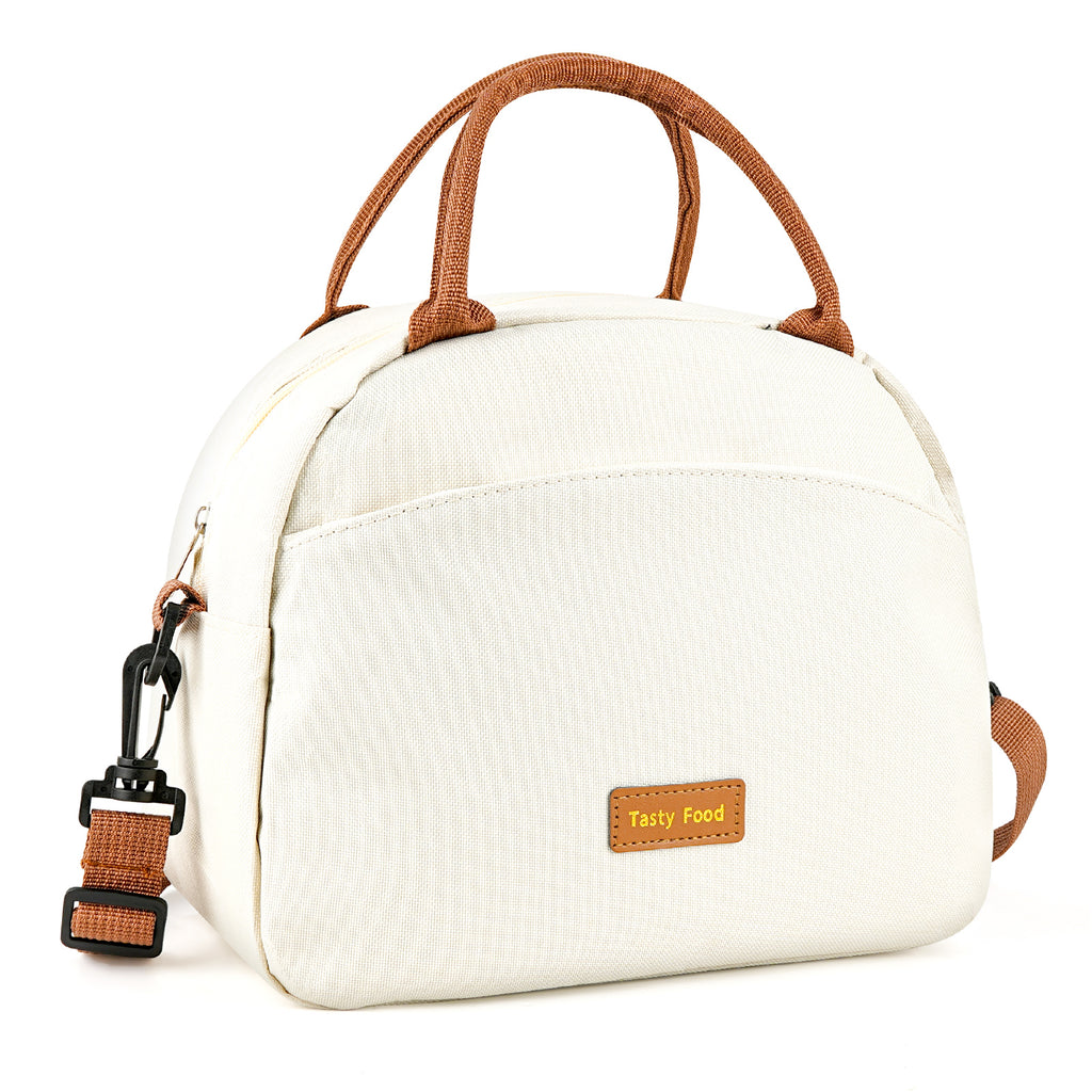 Linkidea Lunch Bag for Adult, Canvas Insulated Lunch Bag with Two Carrying Mode, Large Capacity Lunch Tote Bag with Zipper Fits Daily Use, Compatible with Bentgo, Ello, Natraprow, Iteryn (Beige)