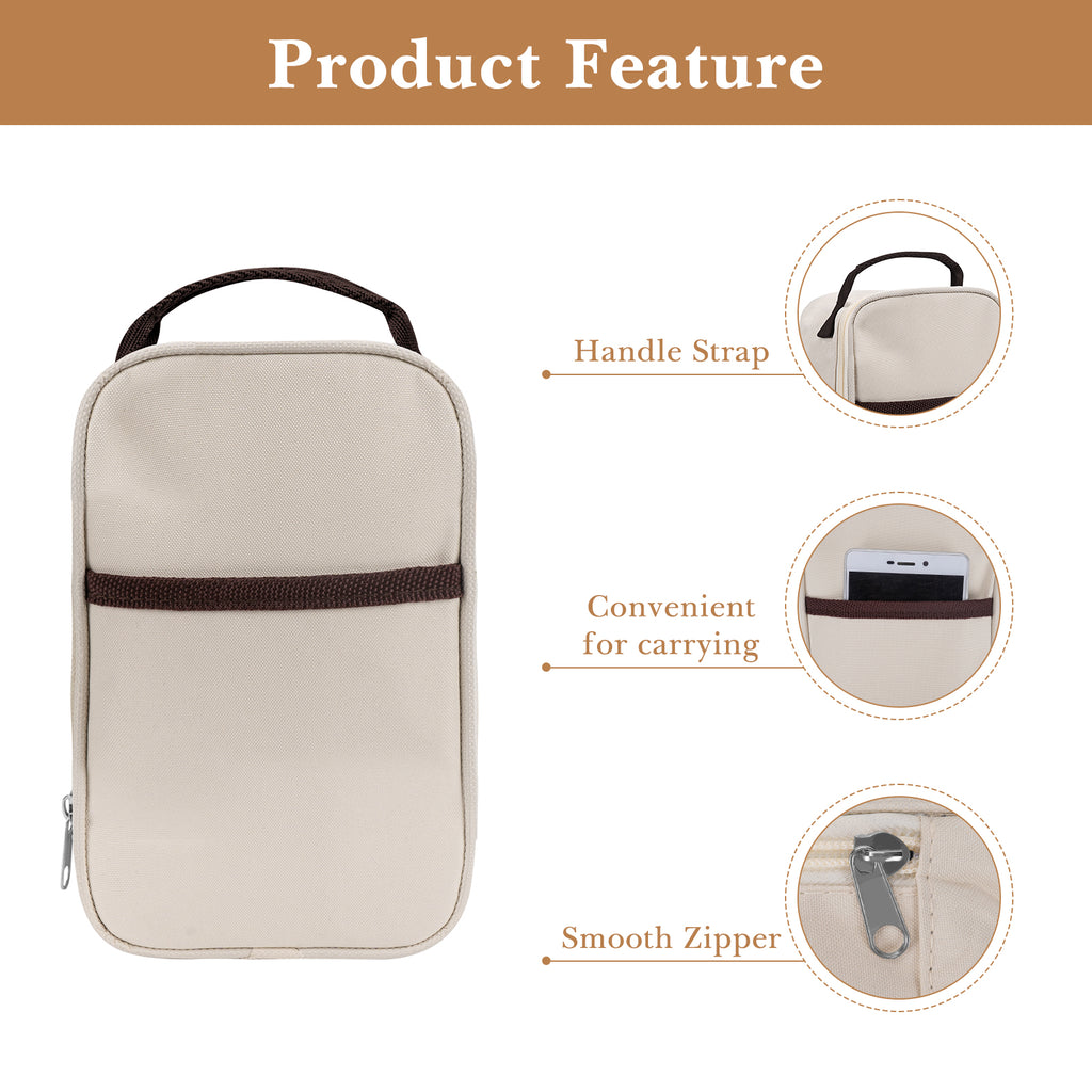 Linkidea Food Jar Insulated Bag, Thermal Jar Bag with Pocket Portable for Office Work Outdoor Picnic, Compatible with 16 oz THERMOS, Hydrapeak, WOLFF, Goodful (Beige)