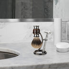 Linkidea Shower Shaving Brush Stand, Safety Razor Holder, Compatible with Vikings Blade Chieftain, Emperor Augustus Razor (Brushed Nickel)