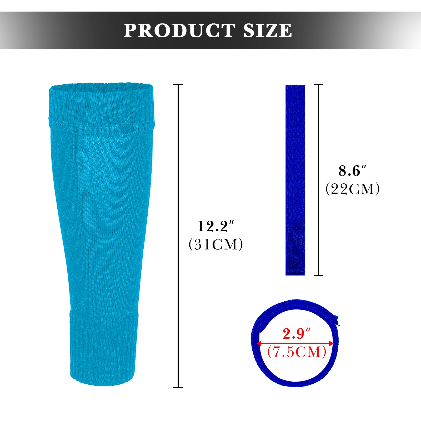Linkidea Kids Soccer Leg Sleeve with Shin Guard Straps, Elastic Compatible with Grip Socks, Best Alternative to Soccer Athletic Socks for Child 6-8 Years (Blue)