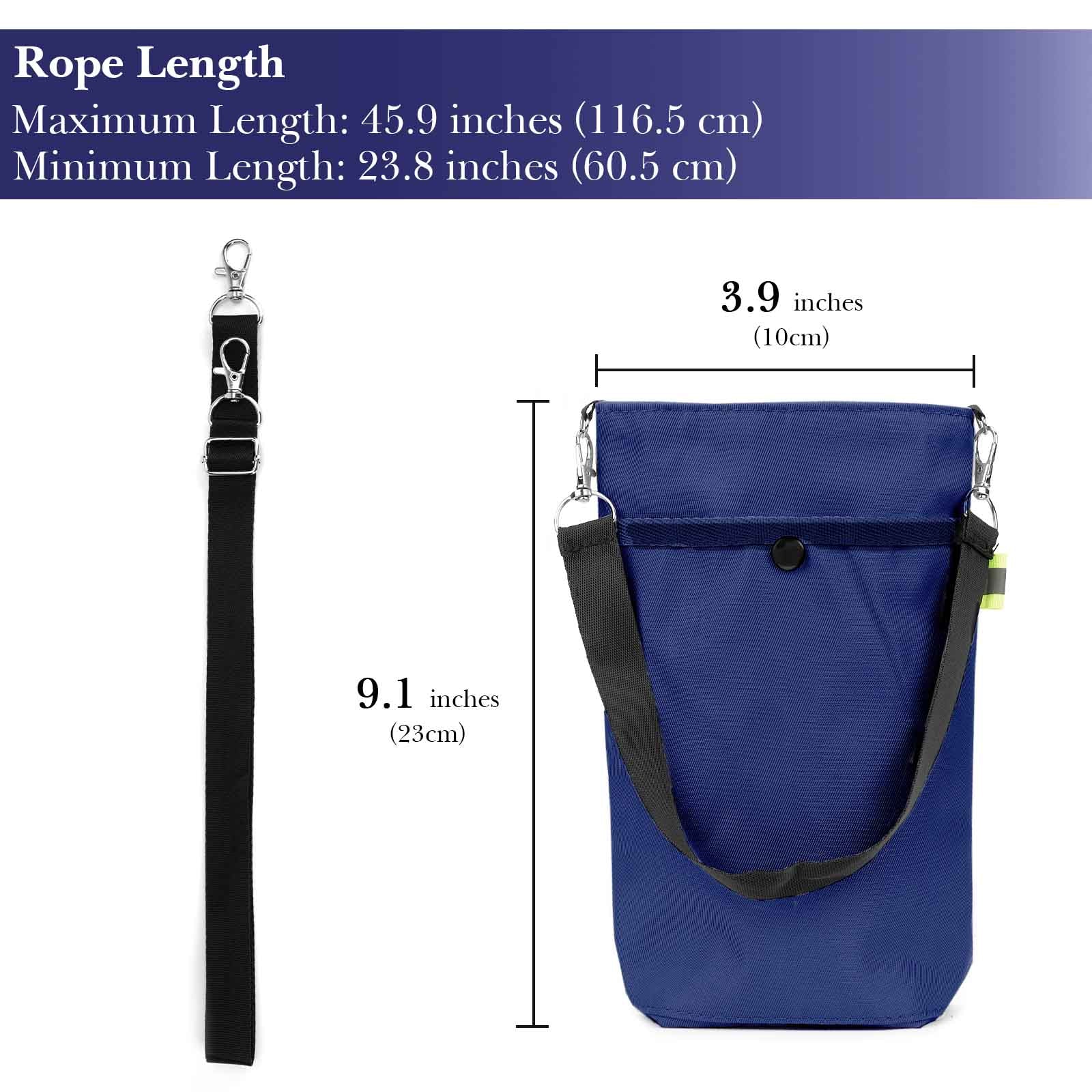 Linkidea Water Bottle Carrier Compatible with YETI Rambler Bottle 18oz/26oz, Owala FreeSip 24oz, Waterbottle Sling Bag Holder with Shoulder Strap, Navy Blue
