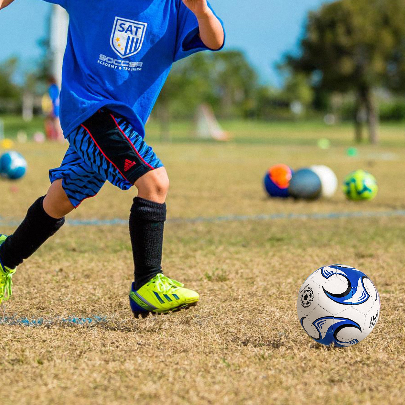 Linkidea Size 2 Soccer Ball for Skill Training, Mini Practice Football for Ball Control, Dribbling and Casual Play (Blue)