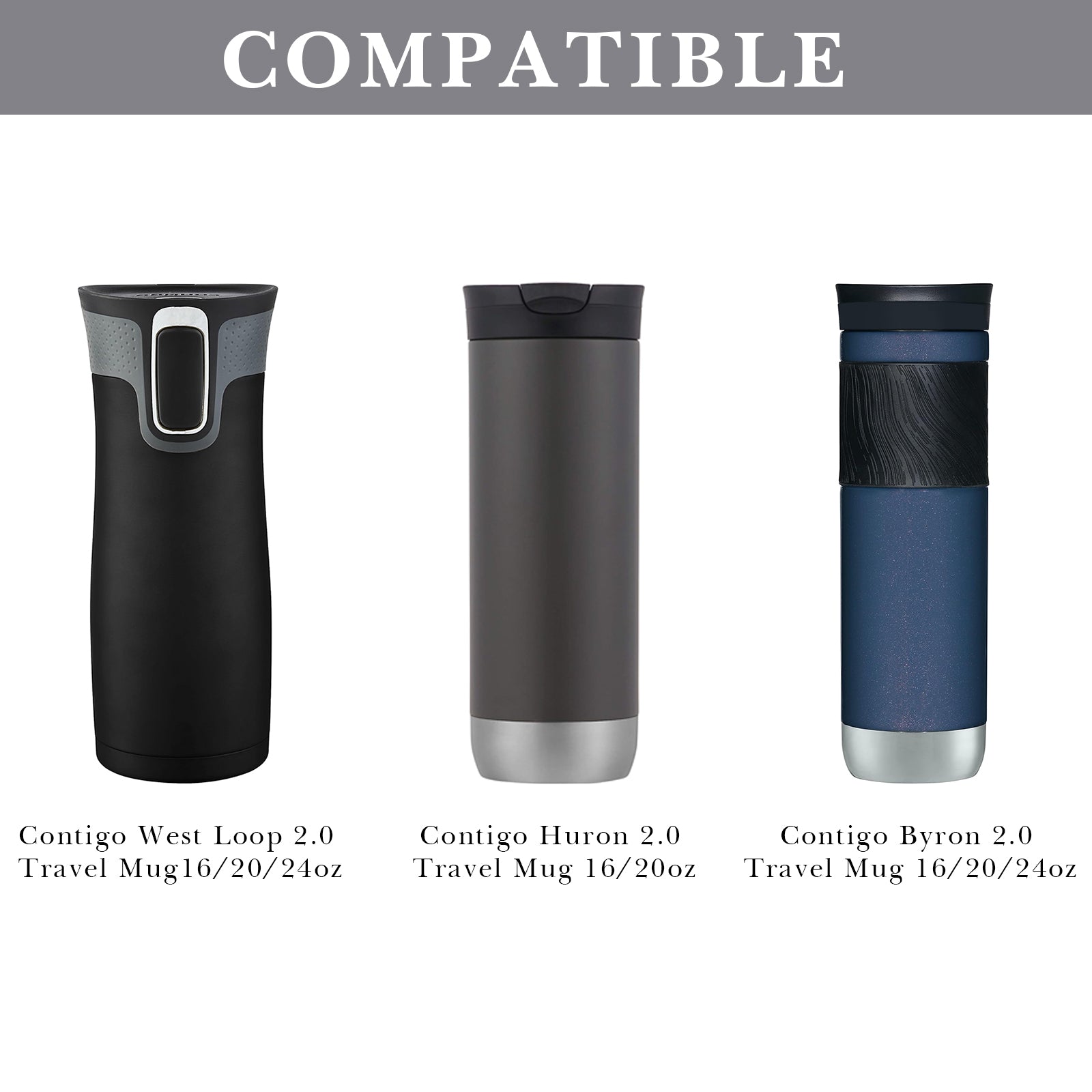 Linkidea 2 Pack Water Bottle Boot Compatible with Contigo West Loop 2.0 16oz/20oz/24oz, Huron 2.0 16oz/20oz, Silicone Anti-Slip Bottle Bottom Bumper Protector (Grey)