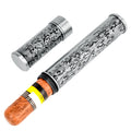 Linkidea Zinc Alloy Vintage Stripe Pattern Cigar Holder Case, Men's Airtight Single Tube, Portable Travel Cigar Case Compatible with 50 Ring Gauge Cigars (Silver)