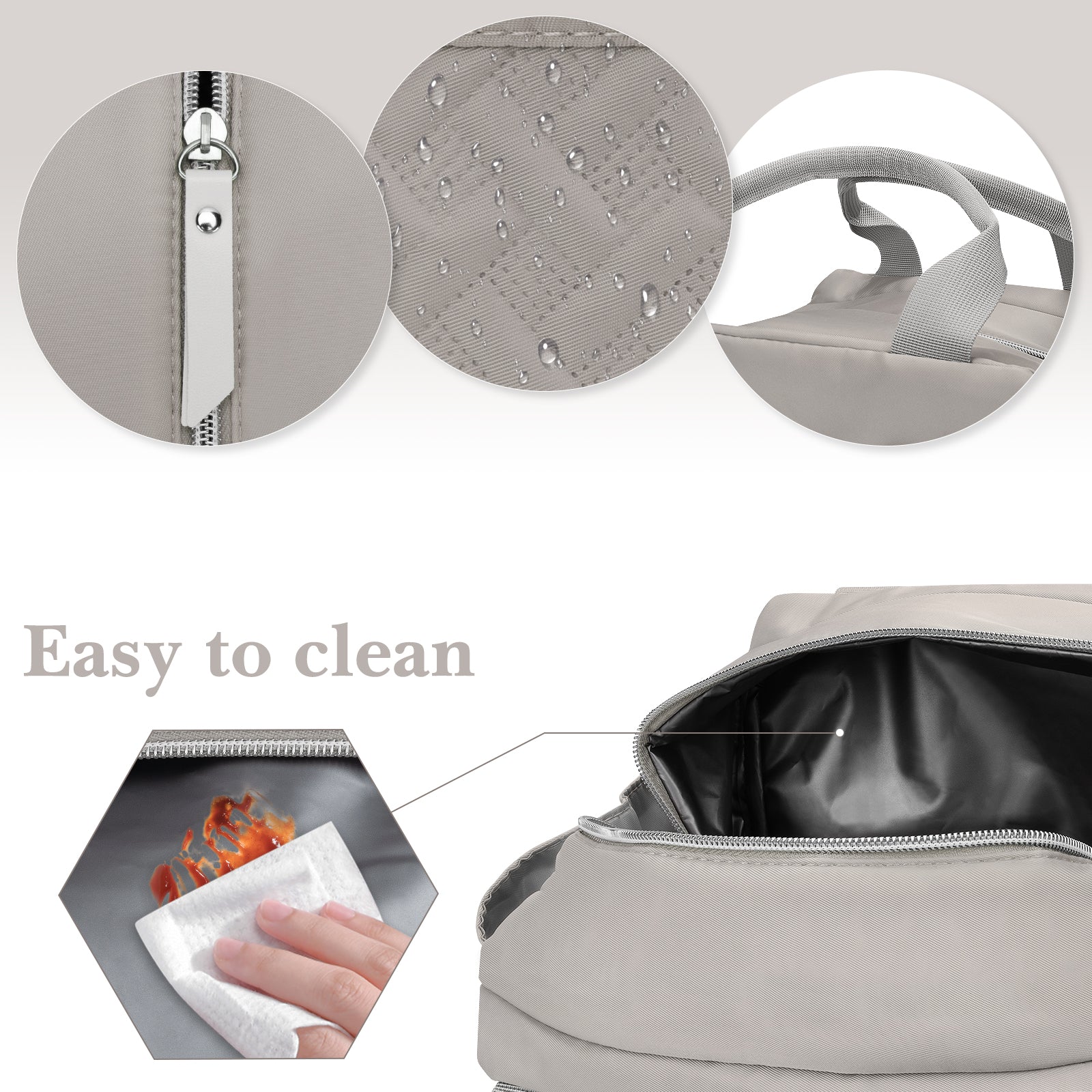Linkidea Lunch Bag for Women, Large Leak Proof Lunch Tote Cooler, Lunch Tote Bag with Bottle Holder and Side Pockets, Compatible with NatraProw, LOVINA, Caperci (Grey)