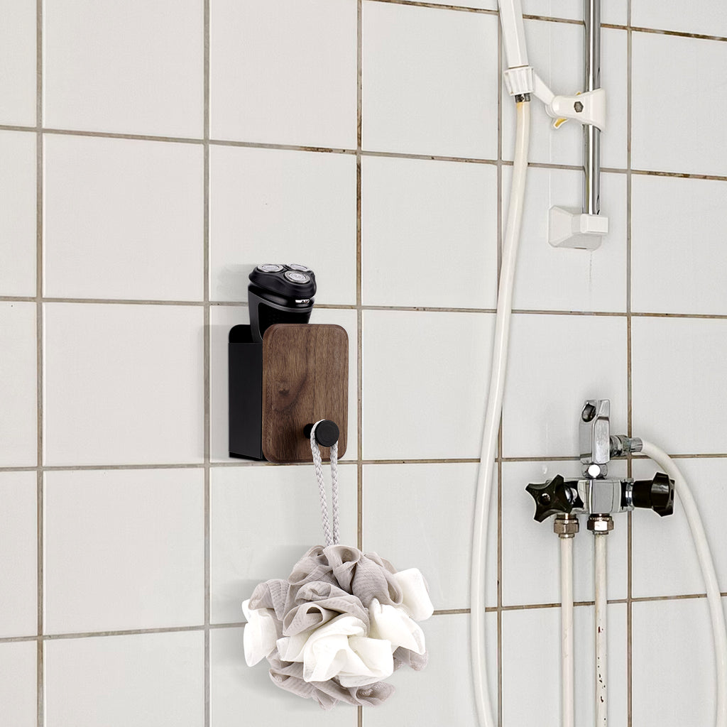 Linkidea Razor Holder for Shower Wall, Self Adhesive Electric Shaver Holder, No Drill Bathroom Organizer Compatible with Philips Norelco Shaver 1100, 2400, 3600, 3900 (Black)