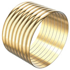 75 mm (2.95") Bangle Set for Women, 6 mm Wide Gold-Tone Stainless Steel Stackable Bracelets - Fits Palm Width up to ~110 mm