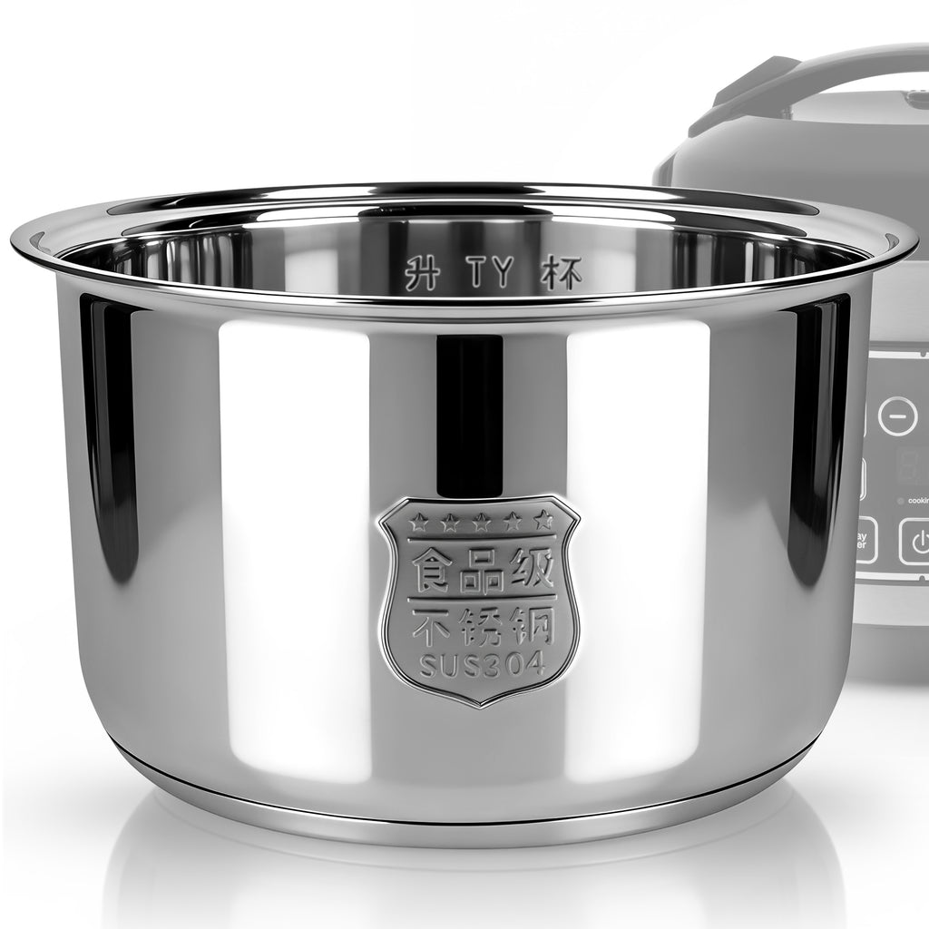 Linkidea 304 Stainless Steel Rice Cooker Replacement Inner Pot Compatible with AROMA ARC-914SBDS (New Version), No Coating, Dishwasher Safe, 4-Cup Rice Cooker Bowl