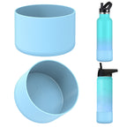 Linkidea 2 Pack Water Bottle Boot Compatible with IRON °FLASK Wide/Narrow Mouth 12oz/14oz/16oz/18oz/20oz/22oz/24oz, Silicone Bottle Bottom Sleeve Cover Bumper Protector (Sky Blue)
