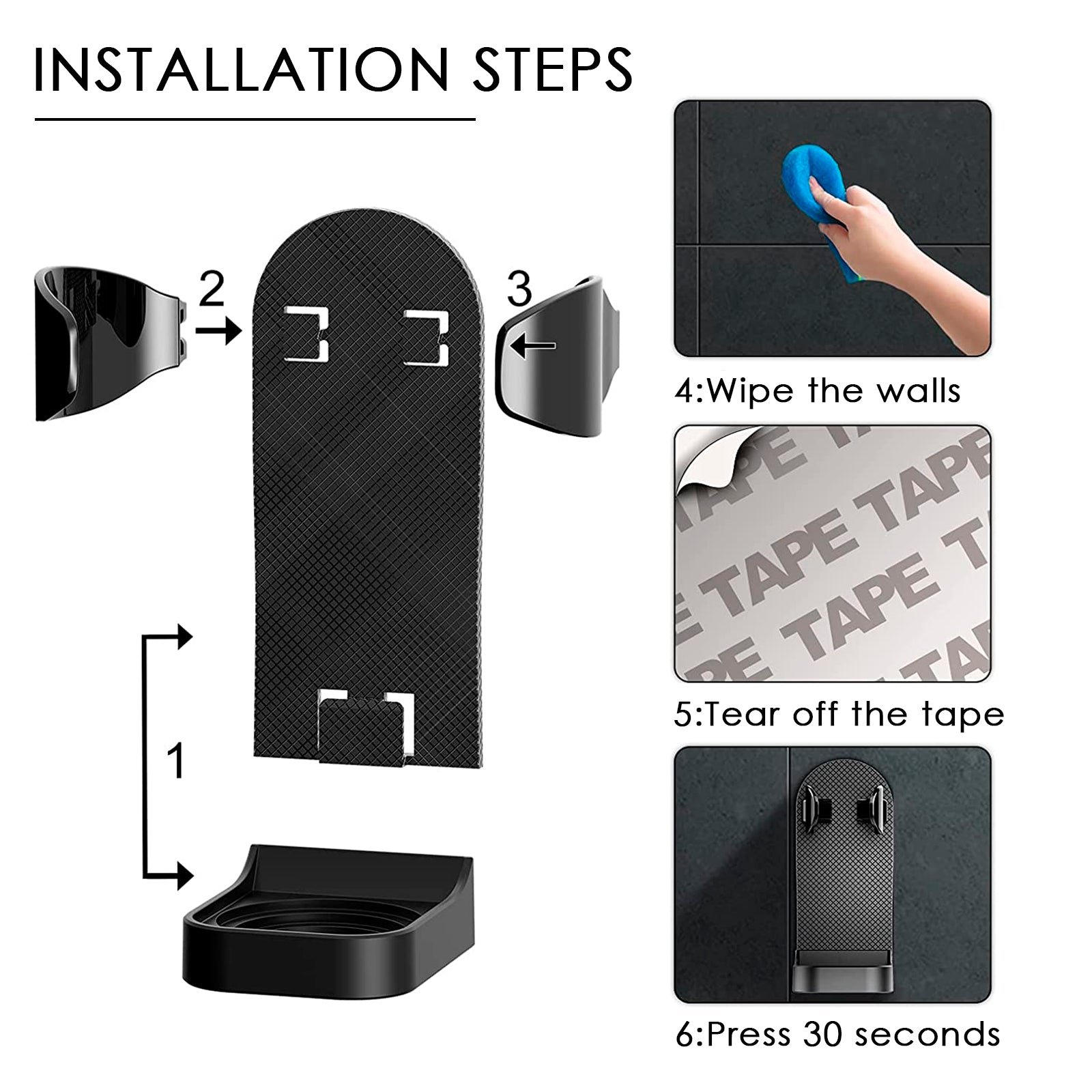 Linkidea 2 Pack Wall Mount Electric Shaver Holder, Self-adhesive Shower Organizer for Philips 7, 9 Series, Bathroom Razor Stand (Black)