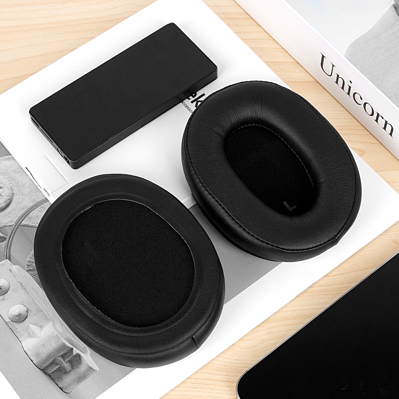 Linkidea Replacement Ear Pads for Audio Technica ATH-M50X, ATH-M50XBT, ATH-M60X, ATH-M50xBT2, ATH-M50, ATH-M40X, ATH-M30, ATH-M20, AR5BT Headphones (Protein Leather / Black)