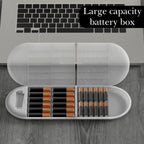 Linkidea Battery Storage Case With Tester, Portable Organizer for 12 AA, 12 AAA, Flat Batteries, Single Layer Storage Box (Clear)