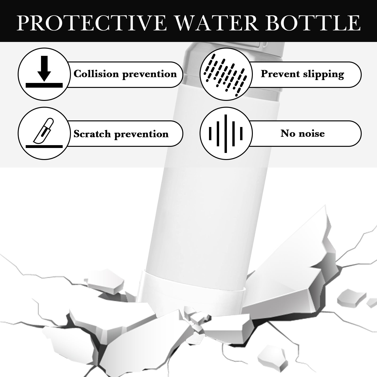 Linkidea 2 Pack Water Bottle Boot Compatible with Stanley Quick Flip GO 36oz, Silicone Waterbottle Bottom Bumper Protector (Clear White)
