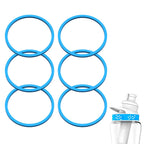 Linkidea 6 Pack Water Bottle Gasket Replacement Compatible with Cirkul 22oz Plastic Series Waterbottle, Silicone O Ring Leak Proof Rubber Seal with Tweezer for Bottle Lid, Blue