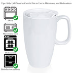Linkidea Ceramic Coffee Mug with Slide Lid, 20oz Extra Large Travel Coffee Cup with Handle, Reusable Tall Coffee Mugs Large Capacity Drinking Teacups, Microwave and Dishwasher Safe