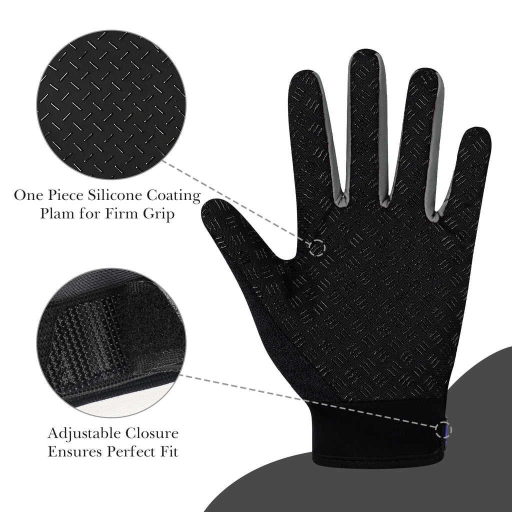 Linkidea Kids Winter Running Gloves, Adjustable Compression Gloves with Anti-Slip Grip Fits Kids Youth, Breathable Soccer Accessories Compatible Touchscreen (Grey, M)