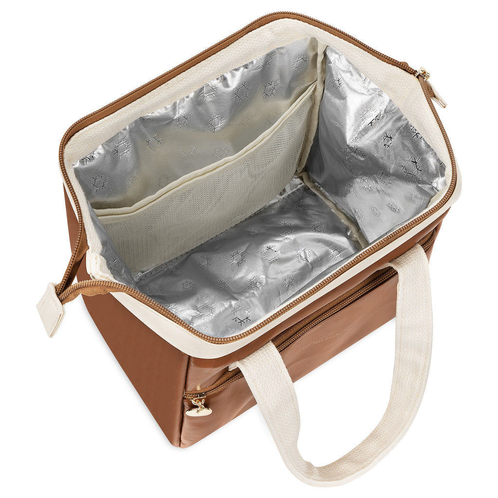 Linkidea Lunch Bag for Women, Portable Lunch Tote with Strap and Zipper, Insulated Lunch Bag Fits Work or Travel, Compatible with Bentgo Classic, Amathley, LOVINA Lunch Boxes (Brown)
