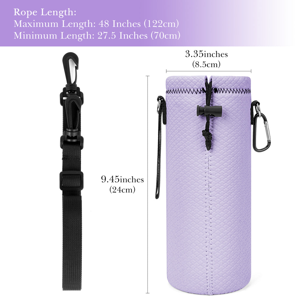 Linkidea Water Bottle Carrier with Strap Compatible with YETI Rambler Bottle 26oz/36oz, Waterbottle Sling Bag Holder with Shoulder Strap, Light Purple