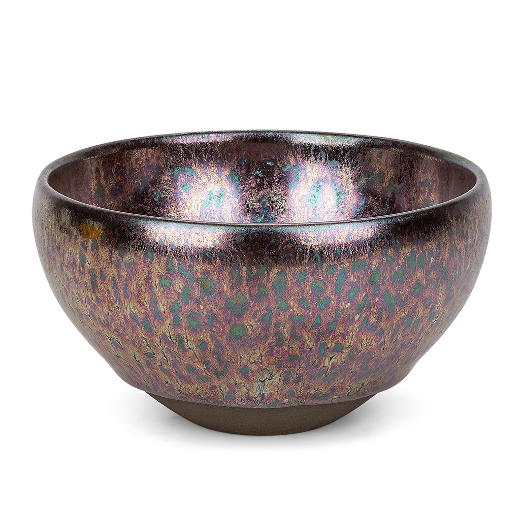 Linkidea Ceramic Shaving Bowl for Men, Jian Zhan Glaze Wet Shave Mug, Traditional Shaving Soap Lather Bowl (Purple)