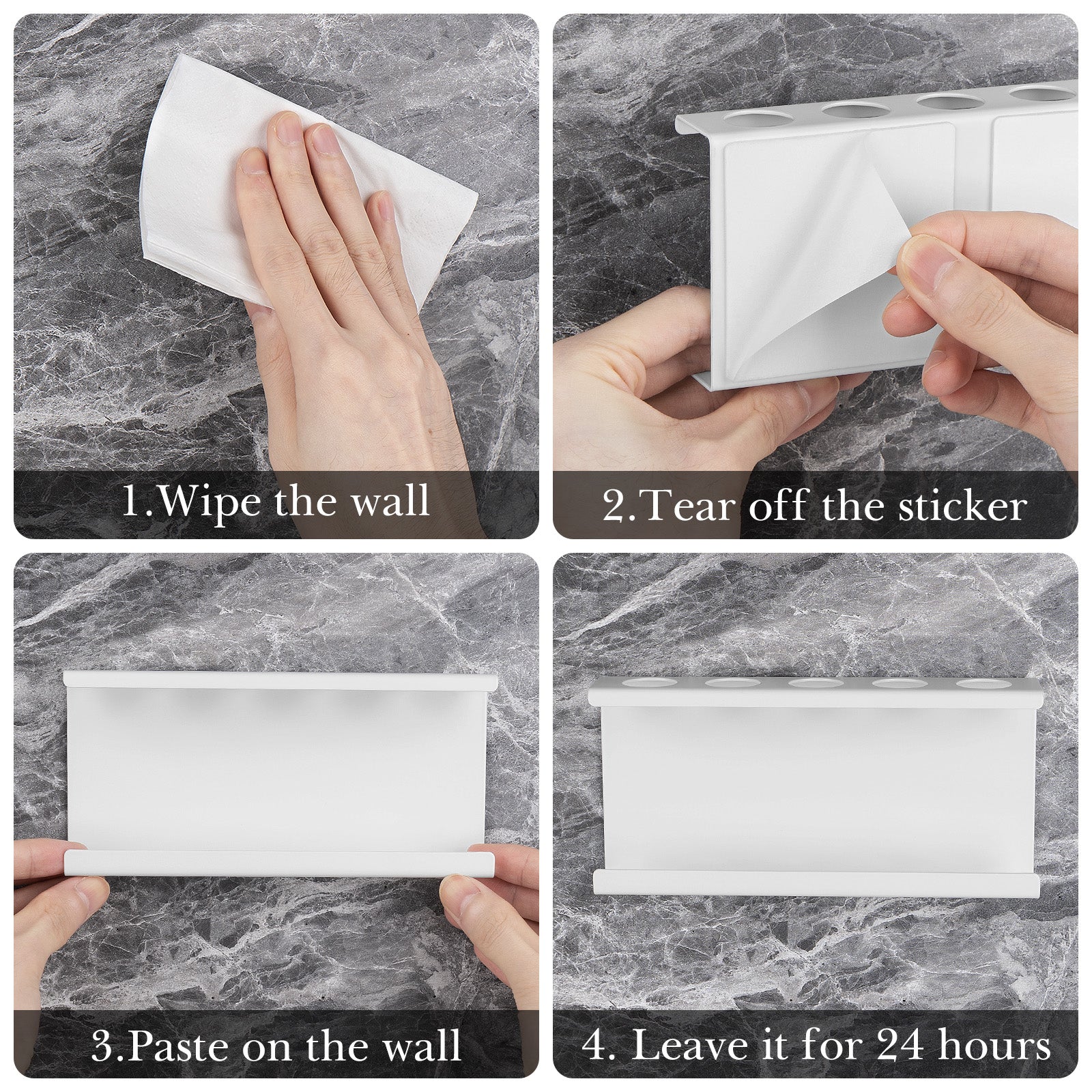 Linkidea Wall Mount Toothbrush Holder for Bathroom, Space Saving Organizer for RV, Stainless Steel 5 Slots Tooth Brush Hanger Compatible with Colgate ExtraClean, Oral-B CrossAction (White)