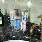 Linkidea Ventilated Toothbrush Holder for Bathroom, Stainless Steel Tooth Brush Stand for Toothbrush, Toothpaste, Razor, Hand Soap, Vanity Countertop 6 Slots Organizer (Brushed Nickel)