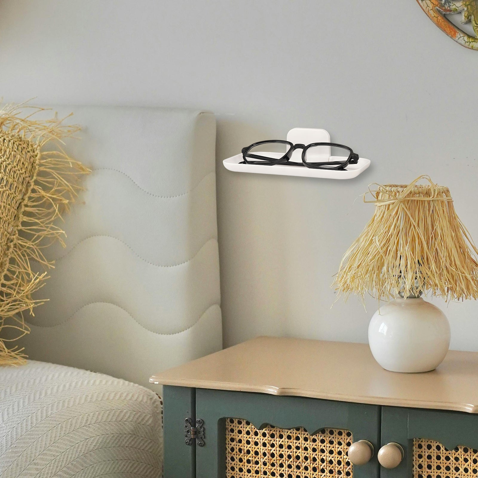 Eyeglasses Holder Stand for Nightstand, Wall Mount Reading Glasses Storage for Bedroom Bathroom Study