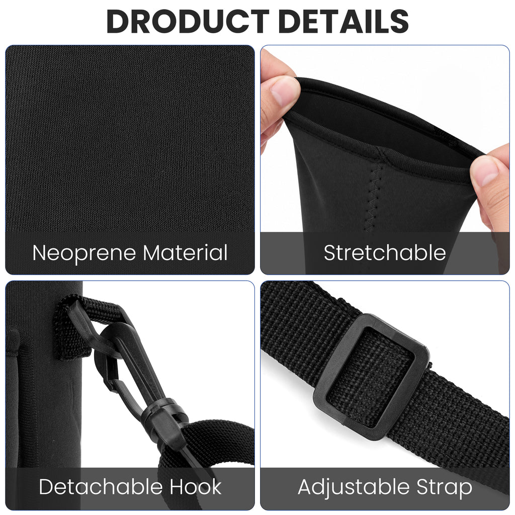 Linkidea Water Bottle Carrier with Shoulder Strap Compatible with YETI Rambler Bottle 18oz, Yonder 600ml/20oz, Insulated Waterbottle Sling Bag Holder with Phone Pocket (Black)