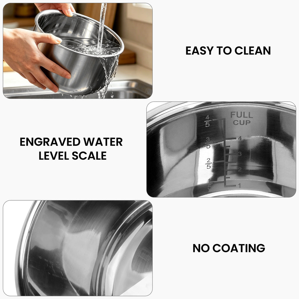 Linkidea 304 Stainless Steel Replacement Inner Pot Compatible with CUCKOO CR-0675FG, CR-0655FW, CR-0605F, CR-0633F, CR-0632F, CR-0631F Rice Cooker, No Coating, Dishwasher Safe