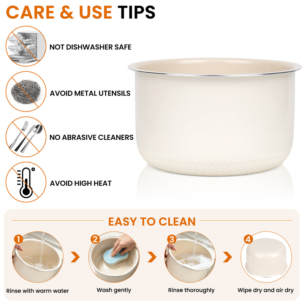 Linkidea Rice Cooker Ceramic Glaze Inner Pot Compatible with Tiger JBV-A10U, JBV-10CU, Non-Stick Replacement Insert Bowl